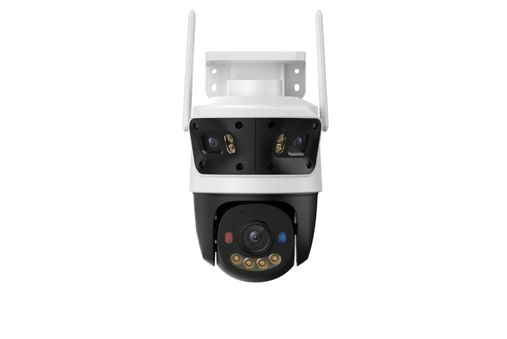 IPC-S7UN-11M0WED. Cámara IMU Cruiser Triple 11MP lente tripe, 2 lente fijos de 3MP 1 lente PT de 5MP cámara de exterior audio bidireccional.